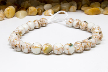 Reconstructed Manmade Turquoise & Shell 8mm Round - Dyed Ivory - 2mm Large Hole